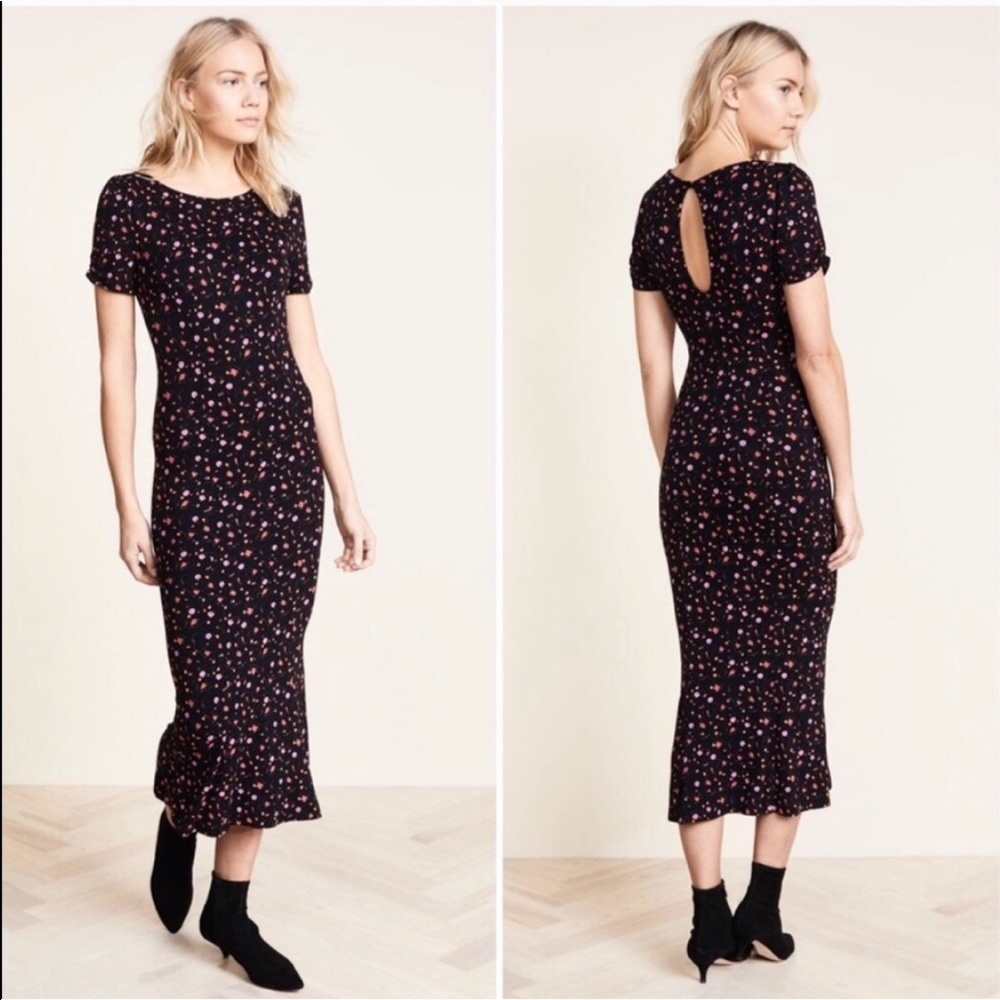 NWOT FREE PEOPLE floral puff sleeve midi dress - Picture 4 of 16